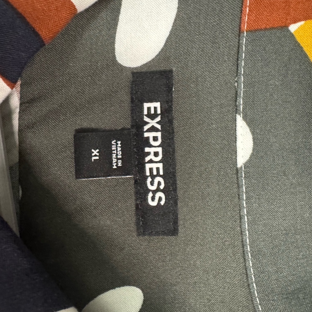 Express Multicolor Leaf Print Button Down Shirt - image 2